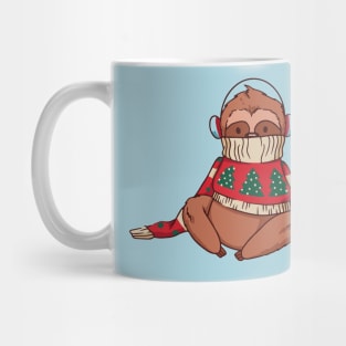 Merry Slothmas // Funny Cartoon Sloth in Christmas Sweater Mug